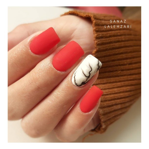 Beautiful Red And Black Matte Nail Design Ideas For Women