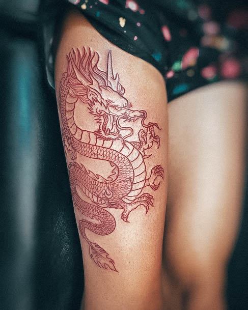 Beautiful Red Dragon Tattoo Design Ideas For Women