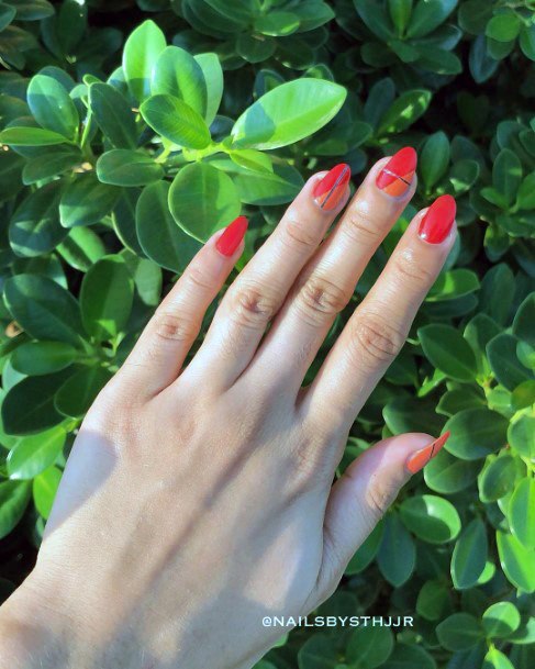 Beautiful Red Orange Nails For Women