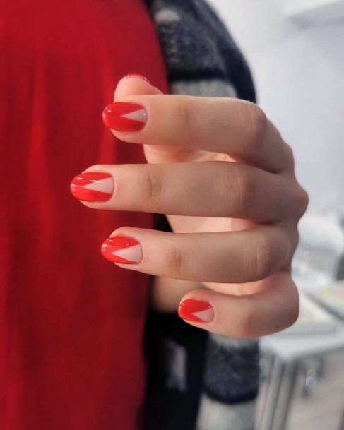 Beautiful Red Tip Triangle Nail Inspiration For Women