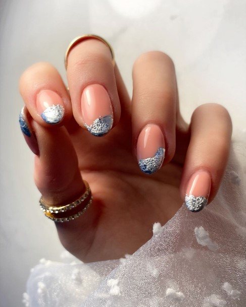 Beautiful Silver French Tip Nail Design Ideas For Women