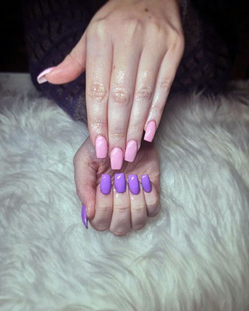 Beautiful Simple Pink And Lavender Purple Nail Ideas For Girls