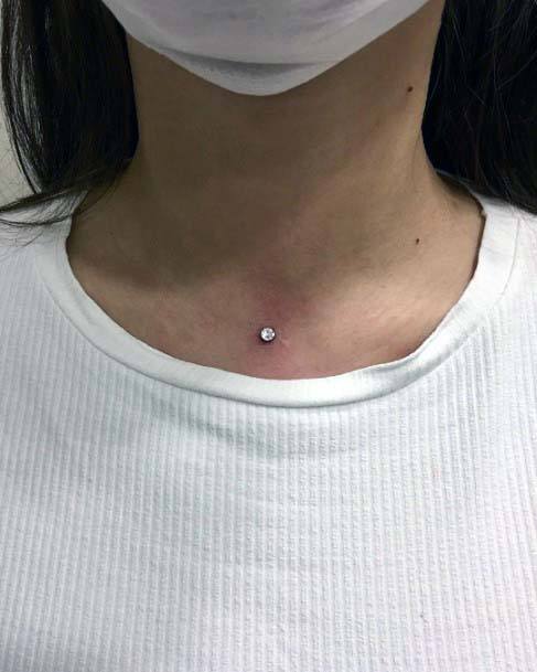 Beautiful Single Surface Dermal White Diamond Cute Body Piercing Ideas For Women