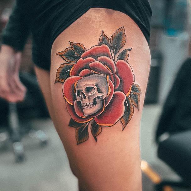 Beautiful Skull And Rose Tattoo Design Ideas For Women