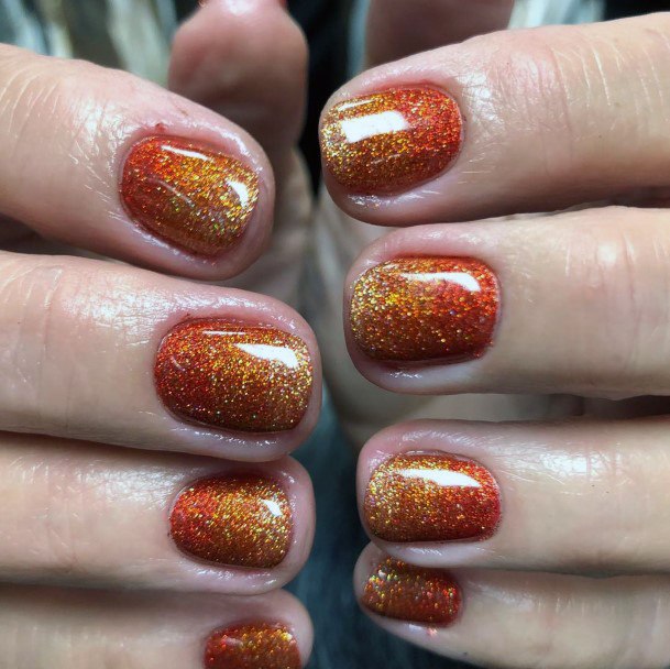 Beautiful Sparkly Ombre Halloween Fall Ombre Nail Design For Women