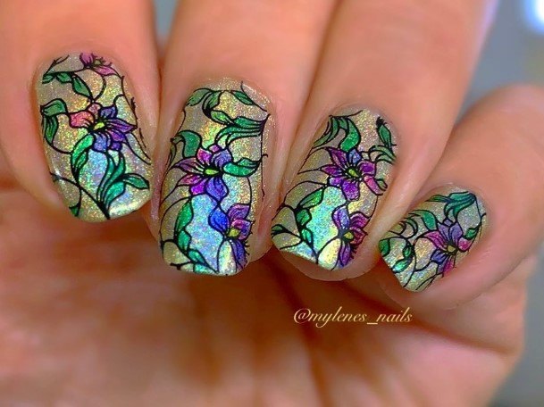 Beautiful Stained Glass Nail Design Ideas For Women