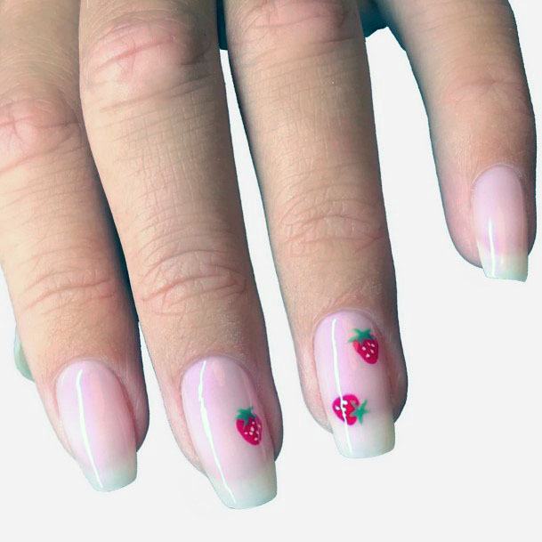 Beautiful Stunning Pink French Tipstrawberry Design For Womens Nails