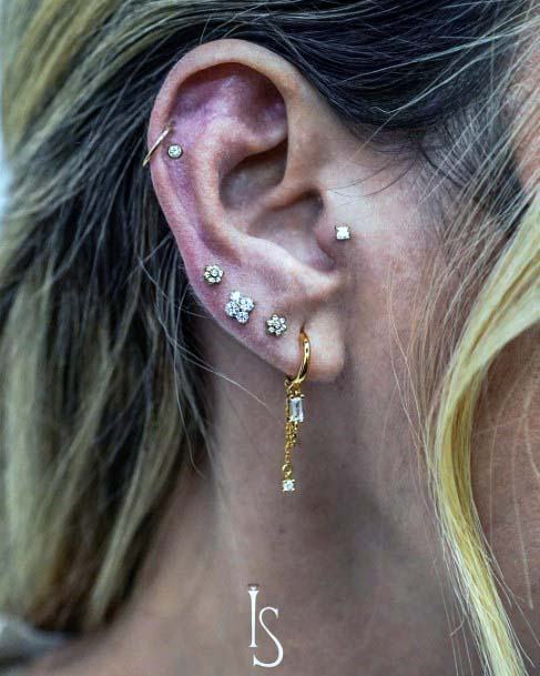 Beautiful Stylish Silver Gold Constellation Body Piercing Design For Girls