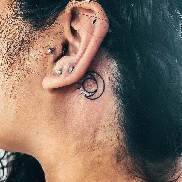 Beautiful Sun And Moon Tattoo Design Ideas For Women Behind The Ear