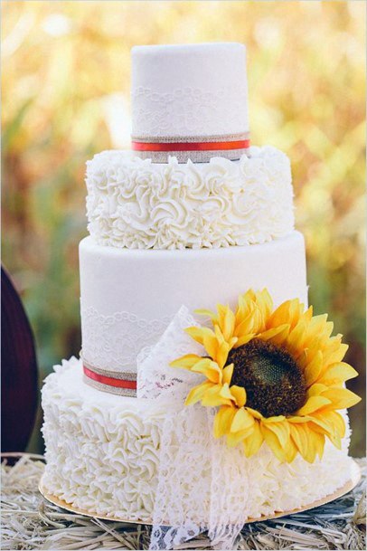 Beautiful Sunflower On Elegant Wedding Cakes Women