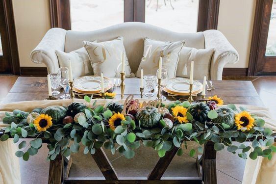 Beautiful Sunflower Table Runner Lovely White Couch Wedding Ideas