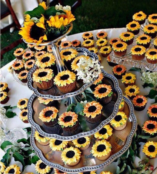 Beautiful Sunflower Wedding Cupcake Inspiration