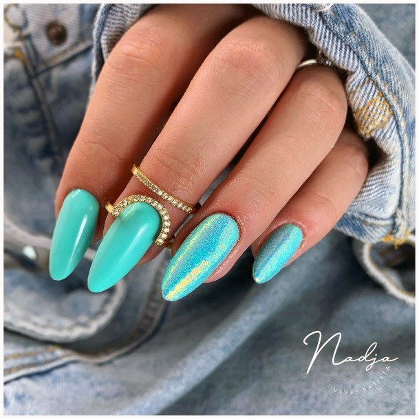 Beautiful Teal Turquoise Dress Nail Design Ideas For Women