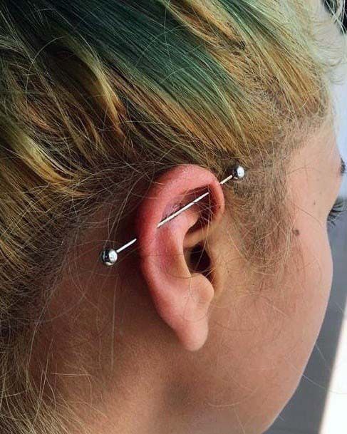 Beautiful Trendy Industrial Bar Body Piercing Ideas For Women