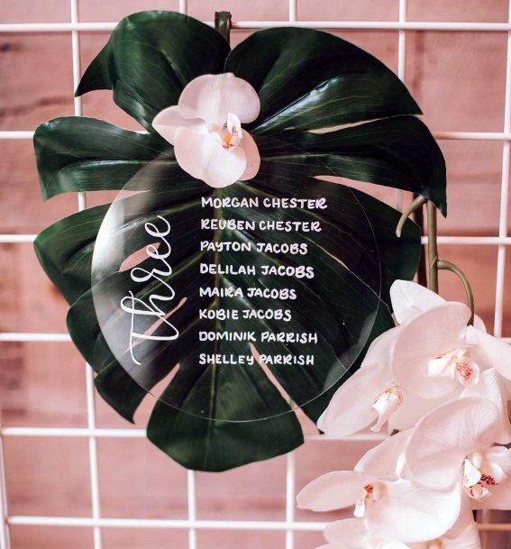 Beautiful Tropic Greenery Wedding Sign White Floral Table Chart Ideas