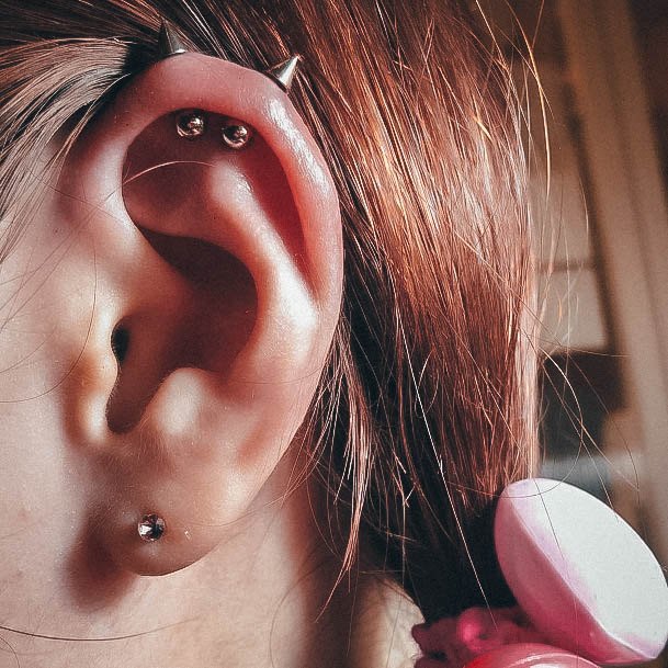 Beautiful Unique Double Helix Spike Brass Stud Cartilage Ear Piercing Ideas For Women