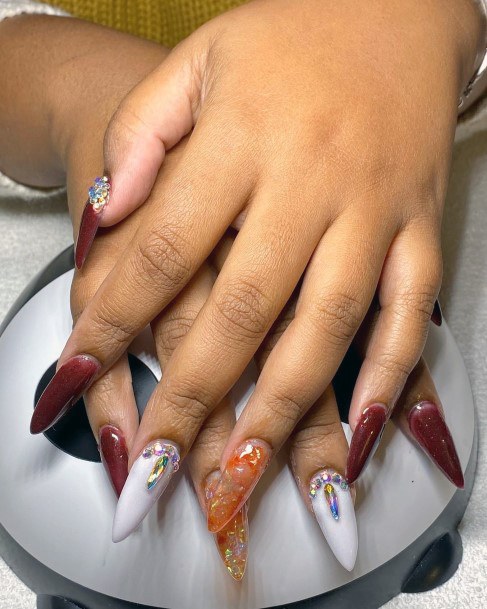 Beautiful Varied Art On Long Nails For Women