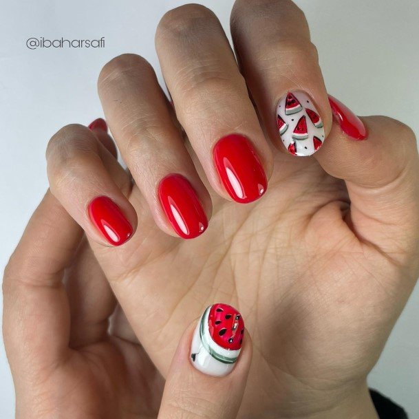 Beautiful Watermelon Nail Design Ideas For Women