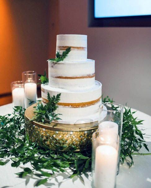 Beautiful White Gold Trimwedding Cake Inspiration Lovely Greenery Table Ideas