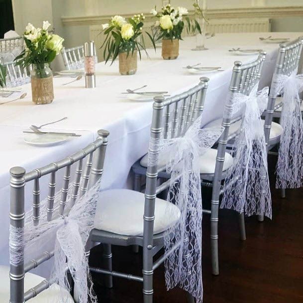 Beautiful White Sheer Wedding Chair Decorations Ideas