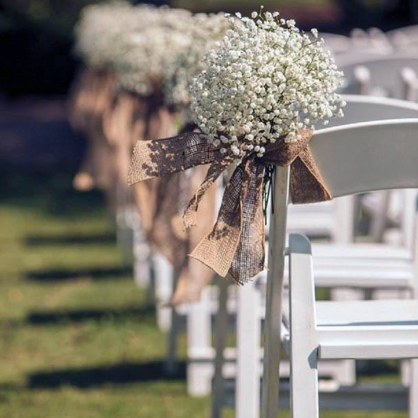 Beautiful White Wild Flower Bouquet Ideas Chair Decoration Elegant Wedding Ideas