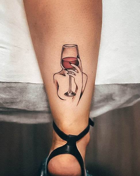 Beautiful Wine Glass Tattoo Design Ideas For Women