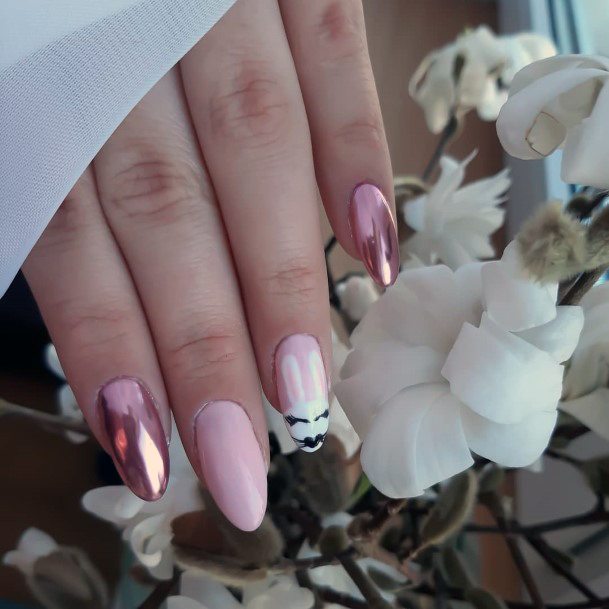 Beautiful Womens Glossy Pink Mirror Nail Design Inspiration