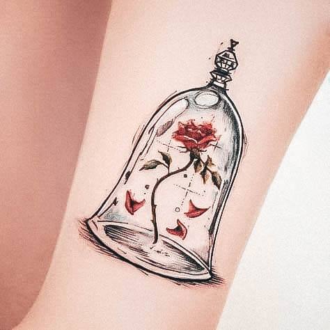 Beauty And The Beast Rose Disney Tattoos For Women