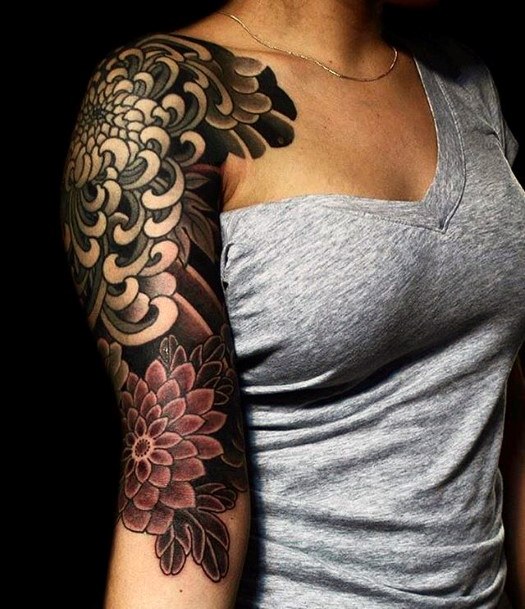 Beguiling Half Sleeve Tattoo Women