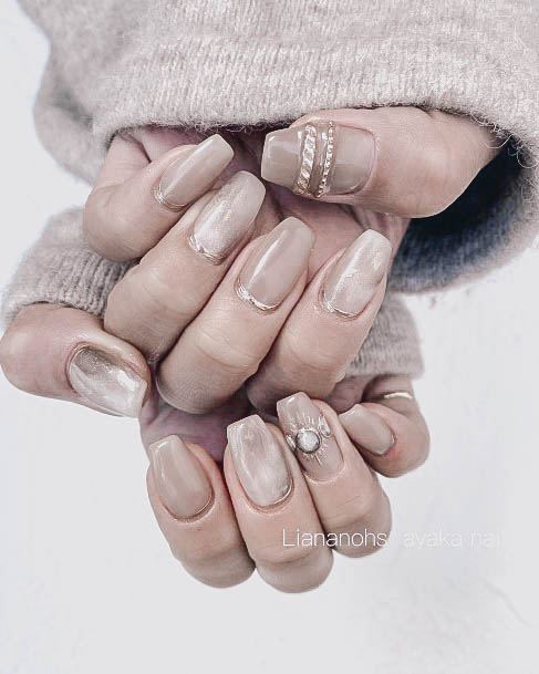 Beige Womens Nails