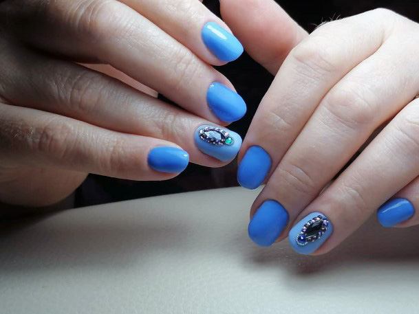 Bejewelled Blue Nails Women