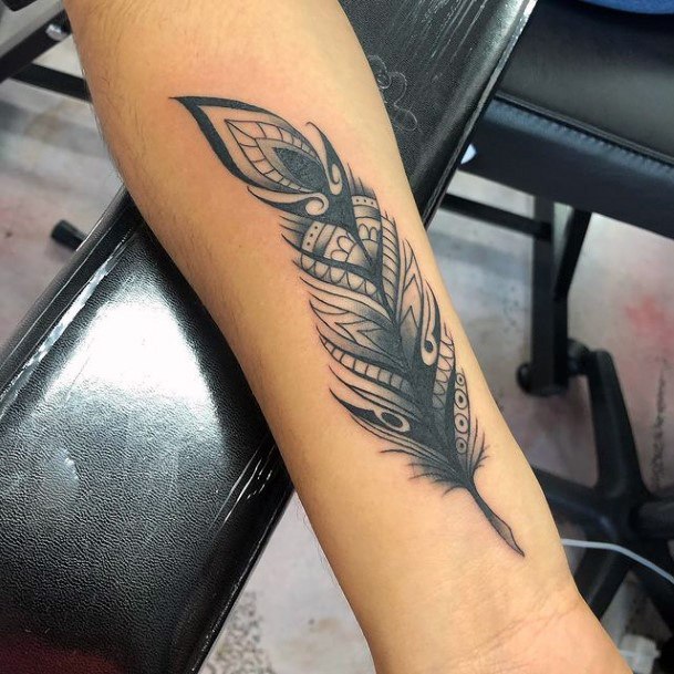 Bejewelled Feather Tattoo Womens Hands