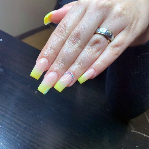 Bejwelled Yellow Ombre Nails Women