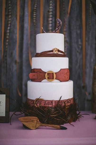 Belt Design On Country Wedding Cake