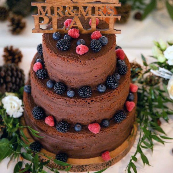 Berry Chocolate Cake Womens Wedding 3 Tier