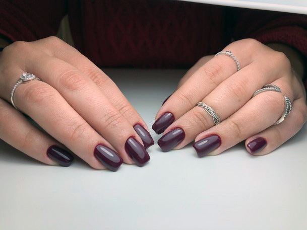 Berry Dark Purple Nails Women