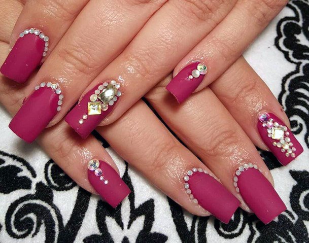 Berry Nails With Diamonds Women