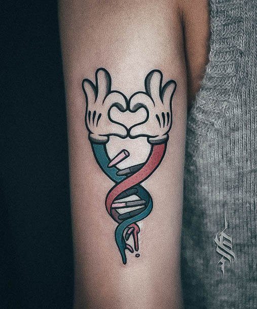 Bicep Cartoon Hands Color Womens Dna Tattoo Designs