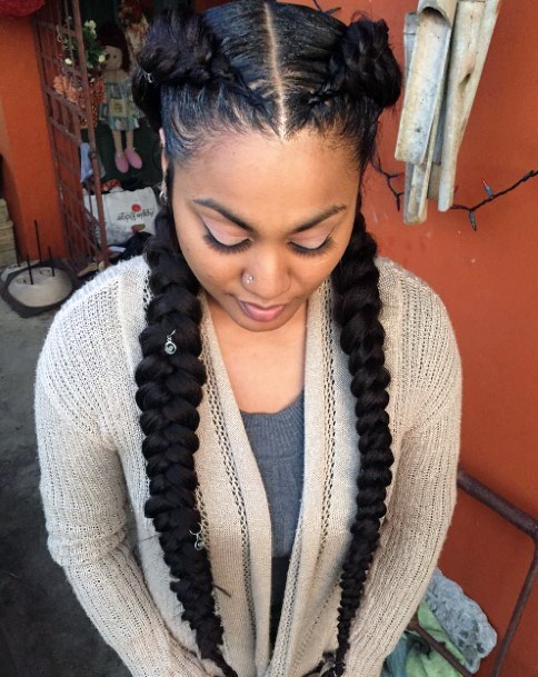 Big Cute Dutch Pigtails Braided Hairstyles For Black Women