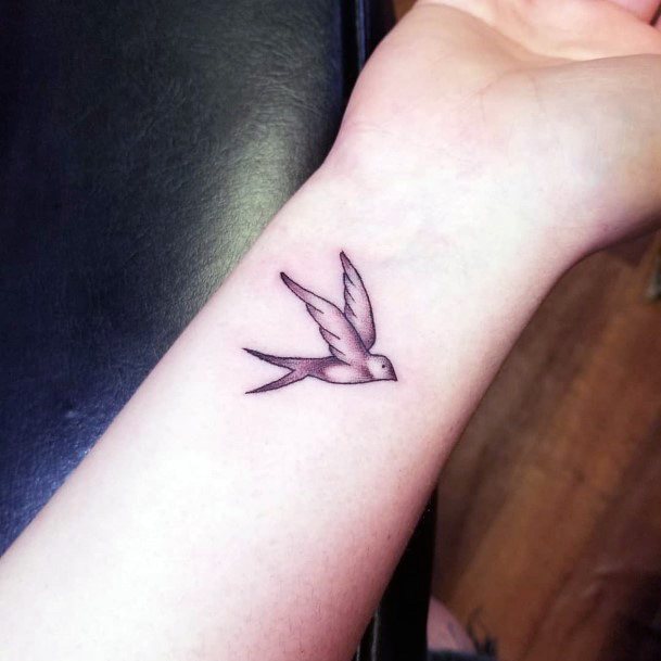 Bird In Flight Tattoo Womens Wrist