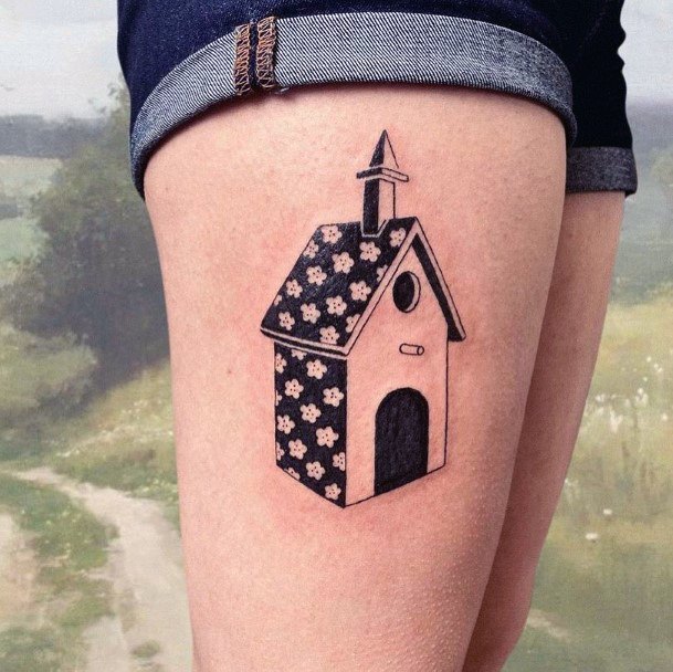 Birdhouse Tattoo Design Inspiration For Women