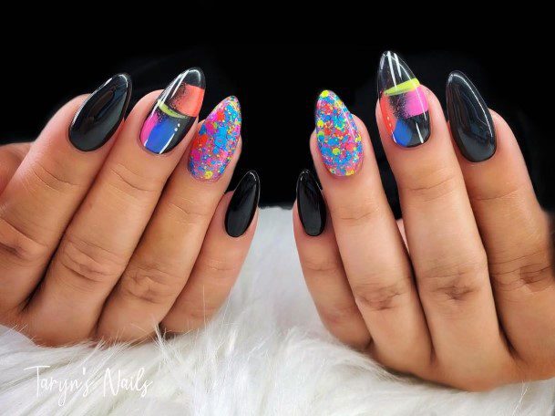 Black And Colorful Nail Ideas For Women