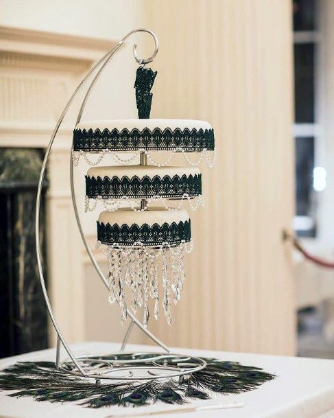 Black And Cream Chandelier 3 Tier Wedding Cake Women Art