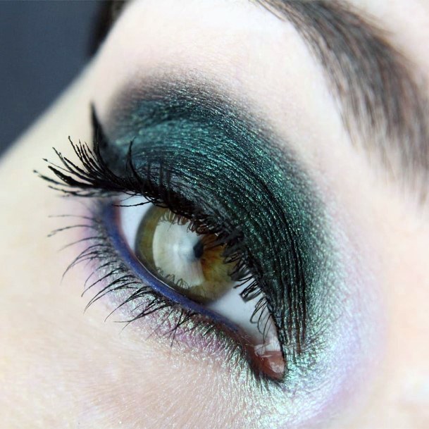 Black And Dark Green Eyeshadow Women