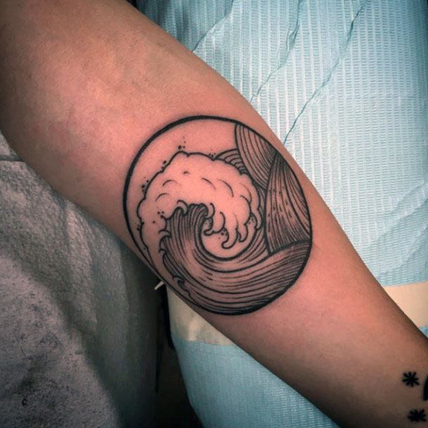 Black And Gray Waves Tattoo Womens Arms Sphere