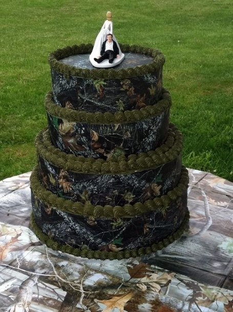 Black And Green Camo Wedding Cake