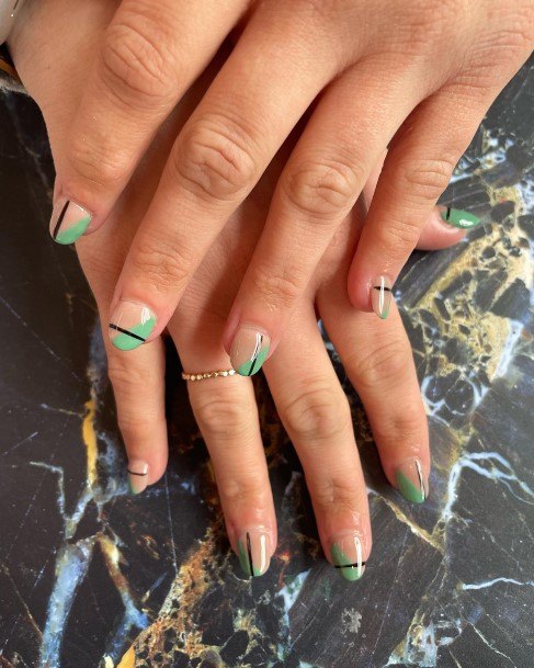 Black And Green Nails For Girls