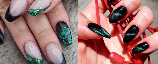 Top 100 Best Black And Green Nails For Women – Fingernail Design Ideas