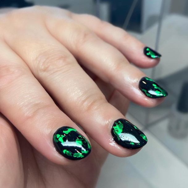 Black And Greenic Womens Black And Green Nail Designs