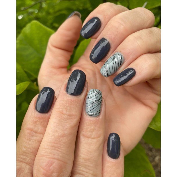 Black And Grey Female Nail Designs